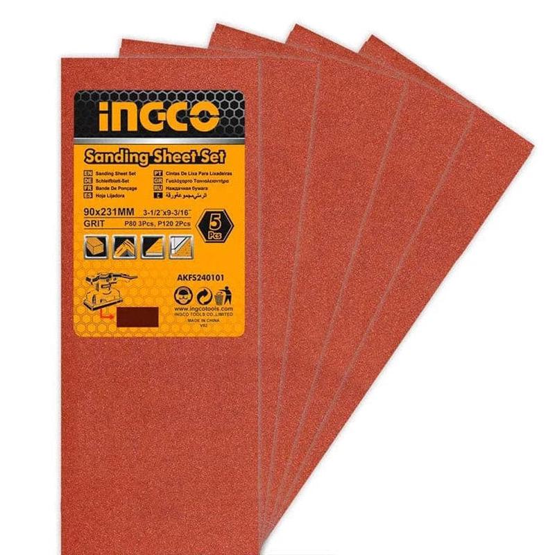 Ingco 5 Pieces Sanding Sheet Set 90x231mm - AKFS240101-1